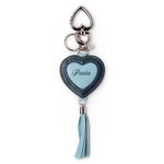 CHAVEIRO COURO NOME CORACAO DUAS CORES AZUL BEBE E AZUL
