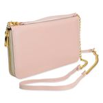 CARTEIRA CLUTCH COURO ROSA BEBE