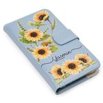 CAPA CARTEIRA COURO NOME GIRASSOL AZUL BEBE