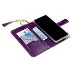 CAPA CARTEIRA COURO PINGENTES ROXO
