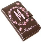 CAPA CARTEIRA COURO NOME BORBOLETAS MARROM