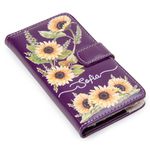 CAPA CARTEIRA COURO NOME GIRASSOL ROXO