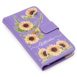CAPA CARTEIRA COURO NOME GIRASSOL LILAS