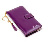 CAPA CARTEIRA COURO NOME PINGENTES ROXO