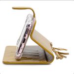 CAPA CARTEIRA COURO NOME PINGENTES MOSTARDA