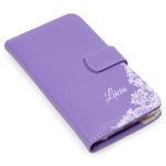 CAPA CARTEIRA COURO NOME RENDA LILAS