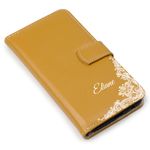 CAPA CARTEIRA COURO NOME RENDA MOSTARDA