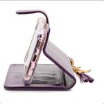 CAPA CARTEIRA COURO PINGENTES ROXO