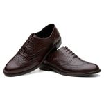 Sapato Social Brogue Croco em Couro Café