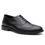 Sapato Social Brogue Croco em Couro Preto 