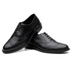 Sapato Social Brogue Croco em Couro Preto 