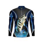 CAMISA DE PESCA MASCULINA C.F BRASIL PRETA TUCUNARE AZUL