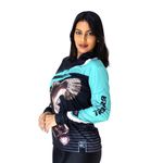 CAMISA DE PESCA FEMININA C.F BRASIL TURQUESA TRAIRA