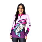 CAMISA DE PESCA FEMININA C.F BRASIL ROSA TUCUNARE AZUL