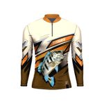 CAMISA DE PESCA MASCULINA C.F BRASIL LARANJA TUCUNARE AZUL