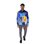 CAMISA DE PESCA MASCULINA C.F BRASIL AZUL DOURADO