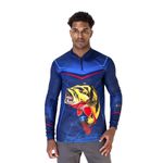 CAMISA DE PESCA MASCULINA C.F BRASIL AZUL TUCUNARE