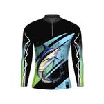 CAMISA DE PESCA MASCULINA C.F BRASIL PRETA MARLIM AZUL