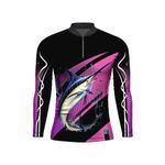 CAMISA DE PESCA FEMININA C.F BRASIL ROSA MARLIM AZUL 