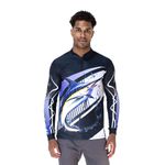 CAMISA DE PESCA MASCULINA C.F BRASIL CINZA MARLIM AZUL