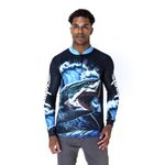 CAMISA DE PESCA MASCULINA C.F BRASIL PRETA TUBARAO