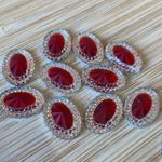Chaton Oval Borda Transparente 13x18 Vermelho 10 unidades