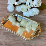 Enfeite plástico Mini bandeja espelhada 10,5x5,8cm Dourada - Pacote com 10 unidades