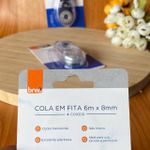 Cola em fita brw 8mm 6mt transp - Un
