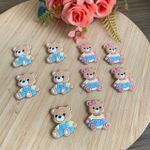 Apliques Emb. Ursinha e Ursinho - 10 Unidades