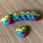 Aplique Emborrachado Coração Símbolo Autismo 2,8x3cm 10un
