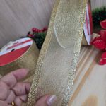 Fita Decorativa Dourada com Glitter - 6,3cm x 9,14m