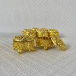 Dourado Porta joias redondo com pé 4x7cm - pacote com 10 unidades