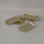 Enfeite plástico Mini bandeja espelhada 10,5x5,8cm Dourada - Pacote com 10 unidades
