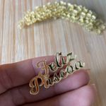 Aplique Espelhado Feliz Páscoa 4cm - 10 Unidades