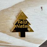 Pingente Espelhado Árvore Natal 3,5cm Dourado - 10 Unidades