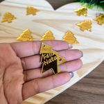 Pingente Espelhado Árvore Natal 3,5cm Dourado - 10 Unidades