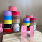 Fita de Organza Voal Lisa Brilho 4cm (Grossa) - 10 Metros