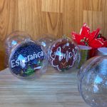 Esfera bola acrílica 6,5cm com glitter - 10 unidades