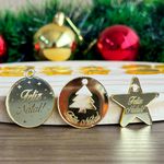 Pingentes Acrílicos Natalinos Dourados – 2,5cm, 10 Unidades