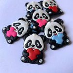 Kit Emborrachado Panda Coração 3,2x4,5cm - 10 unidades