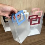 Sacola Fosca Quadrada com Alça de Courino - 18x15x8,5cm