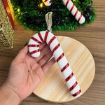 ENFEITE DE NATAL BENGALA 7X17CM UN BRANCO/VERMELHO