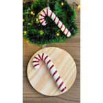 ENFEITE DE NATAL BENGALA 7X17CM UN BRANCO/VERMELHO