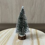 MINI ARVORE DE NATAL 10CM UN NEVADA COM BASE MADEIRA