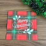 Guardanapo Natalino Xadrez Vermelho e Verde 33x33cm – 20 Unidades