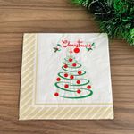 GUARDANAPO NATALINO 33X33CM 20UN BORDA BEGE/BRANCO