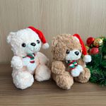 URSO PELUCIA NATALINO COM GORRO 22CM UNIDADE