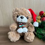 URSO PELUCIA NATALINO COM GORRO 22CM UNIDADE