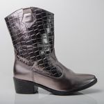 Bota Texana Feminina Zarato Chumbo-Metalizado