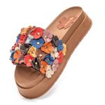 Sandálias Papete Femininas Flores - Marrom